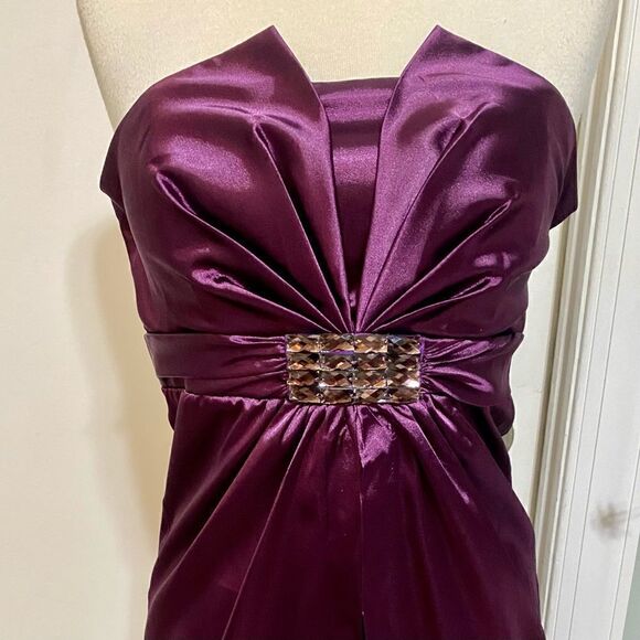 Cindy USA Strapless Purple Cocktail Party Prom Dress Size Medium Pleated Bodice - Picture 8 of 9